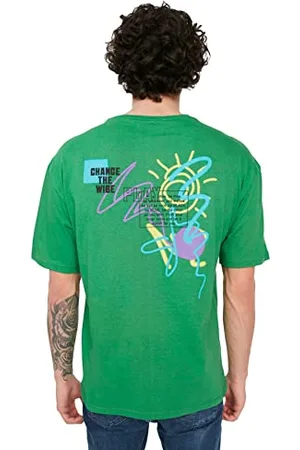 Trendyol Herren Herren Entspannte Passform Gedruckt Kurzarm-t-shirt T Shirt, , S EU