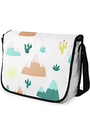 Bonamaison Le Jardin du Lin Digital Bedruckte Messenger Schultaschen mit Schwarzem Riemen für Mädchen und Jungen, Zurück zur Schule, Kuriertaschen für Schüler, Umhängetaschen, Größe: 29x36 Cm