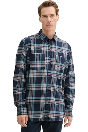 TOM TAILOR Herren 1042641 Comfort Fit Hemd mit Karomuster, 35966-Navy Herringbone Check, L