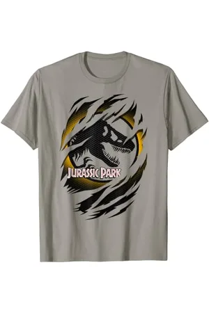 Jurassic Park Slashed Yellow Glow T-Rex Logo T-Shirt