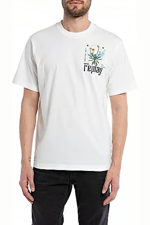 Replay Herren T-Shirt Kurzarm Rundhalsausschnitt, (Weiß), S