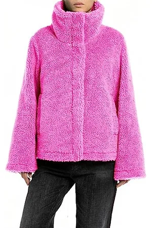 Replay Damen Jacke Kunstfelljacke aus Teddyfell, (Violett), S