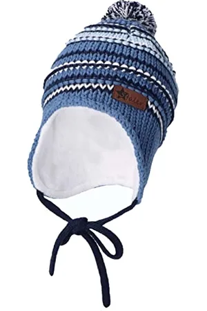 Sterntaler Baby Jungen Mütze Baby GOTS Bommelmütze Streifen Mütze - Mütze Baby - aus Baumwolle mit Ohrenklappen und Bindeband - , 49
