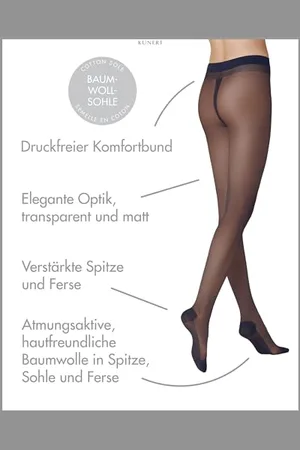 Kunert Cotton Sole Strumpfhose, Nylonstrumpfhose Damen 20 den Optik matt, transparente Feinstrumpfhose atmungsaktiv (blau), Menge: 1 Stück, 40 (Herstellergröße: 40/42)