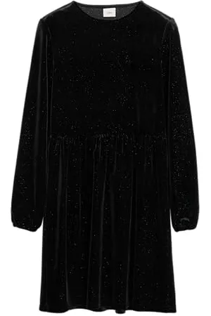 QS by s.Oliver Kurzes Kleid aus Glitter-Samt schwarz 146