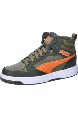 PUMA Rebound V6 Mid WTR Jr Sneaker, Dark Olive-Maple Syrup Olive, 37 EU
