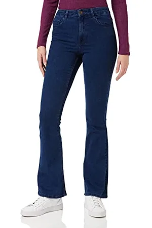 Pieces® Damen Pcpeggy Flared Hw Jeans Db Noos Bc, , M