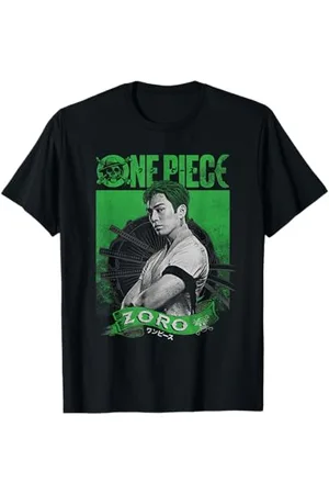 Onepiece Zoro Etched Portrait T-Shirt - Herren, , S, Kurzarm, Klassische Passform, Unisex, Polyester, Crew-Kragen, Short Sleeves, Fans, Teenage Boys