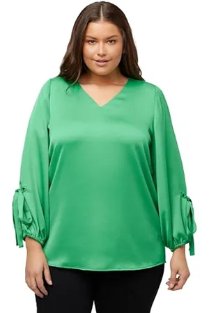 Ulla Popken Damen mit Ballonärmel Blusen, , 46-48 EU