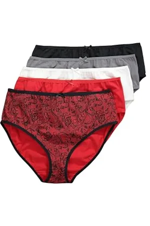 Ulla Popken Damen große Größen Übergrößen Plus Size Midislips, 5er-Pack, Spitzendruck/einfarbig