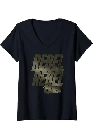 David Bowie Damen - Rebellischer Rebell T-Shirt mit V-Ausschnitt