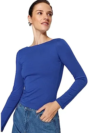 Trendyol Damen Gerade Lange Ärmel Schlank Die Bluse
