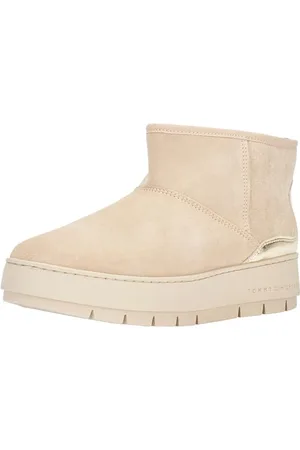Tommy Hilfiger Damen Boots Metallic Suede Snowboot Wildleder, Beige (White Clay), 40 EU