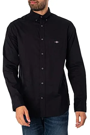 GANT Herren REG POPLIN Shirt Klassisches Hemd, Black, S