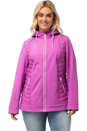 Ulla Popken Damen, große Größen, GRS Hyprar Shoftshelljacke mit Steppung, wasserabweisend