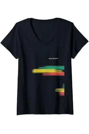 Bob Marley Marley Offizieller Rasta-Spritzer T-Shirt mit V-Ausschnitt