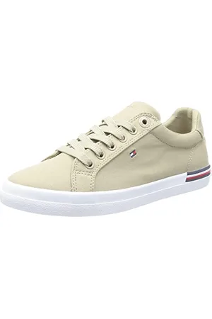 Tommy Hilfiger Damen Vulcanized Sneaker Essential Stripes Schuhe, Beige (Sandalwood), 36 EU