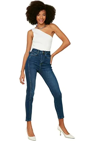 Trendyol Navy blaue Taille Skinny Jeans, Navy, 36