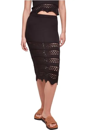 Urban classics Damen TB5496-Ladies 3/4 Crochet Knit Skirt Rock, Black, 3XL