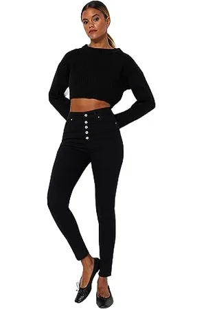 Trendyol Damen Gerade Schlank Hohe Taille Jeans