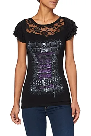 Spiral Waisted Corset Netz Shirt, , Gr. XL