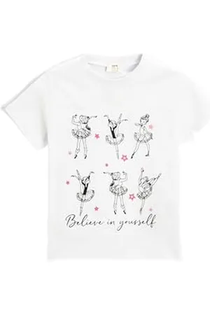 Koton Girls Ballerina Printed T-Shirt Short Sleeve Crew Neck