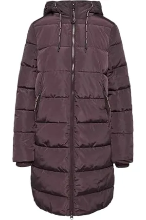 QS by s.Oliver Gesteppter Mantel mit Kapuze aubergine M
