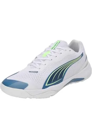 PUMA Unisex Solarstrike III Indoor Court Shoe, White-Blue Horizon, 44.5 EU