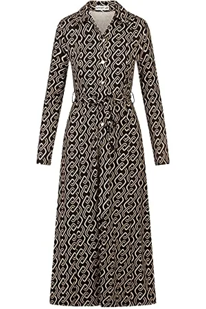 Apart Damen Kleid Mit Print Dress, Schwarz-beige, 36 EU