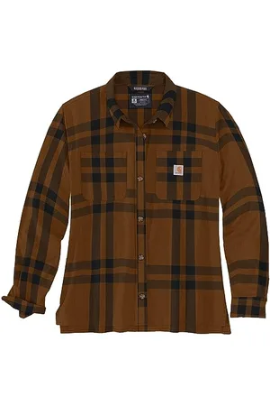 Carhartt Damen 105989 Rugged Flex Loose Fit Midweight Flanne, Braun meliert, M