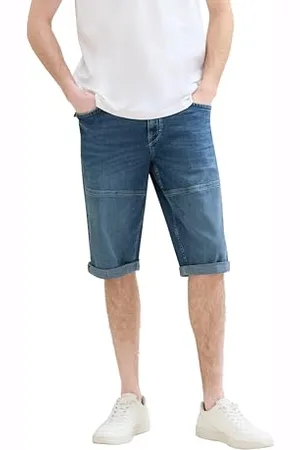 TOM TAILOR Herren Morris Fit Overknee Shorts, Used Light Stone Blue Denim, 28