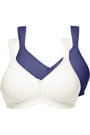 Susa BH Damen ohne Bügel Topsy 2er Pack I Damen-BHS mit nahtlos vorgeformten Cups I Hoher, optimaler Halt I Strapazierfähig I Marine/champag, I 85D