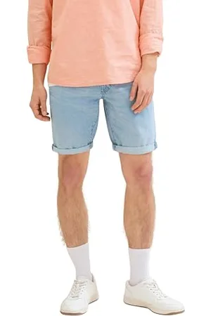 TOM TAILOR Herren Regular Fit Jeans Jogger Bermuda Shorts, Used Bleached Blue Denim, L