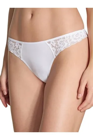 Calida Natural Comfort Lace String Damen, niedrig geschnitten, aus hochwertiger Supima-Baumwolle, mit Spitzendetails