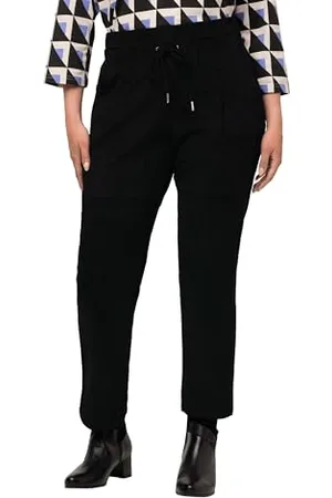 Ulla Popken Damen 7/8-Hose, Lederoptik, schmales Bein, Elastikbund Freizeithose, , 45W / 32L