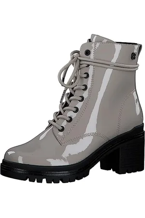 QS by s.Oliver Damen Stiefeletten mit Absatz Lack Blockabsatz Vegan Braun , 40