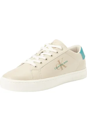 Calvin Klein Jeans Herren Cupsole Sneaker mit Logo, Beige (Eggshell/Bright White/Fanfare), 40