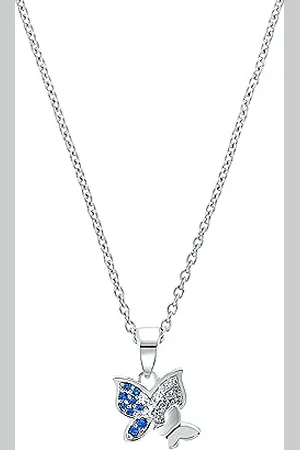 Prinzessin Lillifee Kette mit Anhänger 925 Sterling Silber Mädchen Kinder Halsschmuck, mit Zirkonia synth., 35+3 cm, Silber, Schmetterling, Kommt in Schmuck Geschenk Box, 2037071