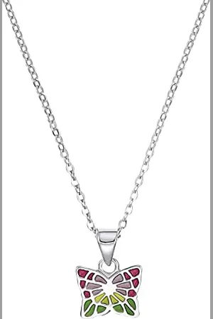 Amor Kette mit Anhänger 925 Sterling Silber Mädchen Kinder Sets, 35+3 cm, Silber, Schmetterling, Kommt in Schmuck Geschenk Box, 2021351