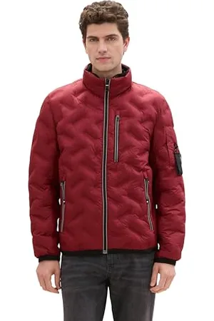 TOM TAILOR Herren 1041309 Hybrid Jacke mit Kapuze im Stehkragen, 13721-Burgundy Dark Red, M