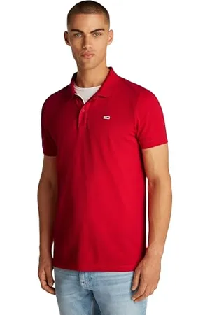Tommy Hilfiger Herren Poloshirt Kurzarm Placket Slim Fit, Rot (Red Hot), XXL