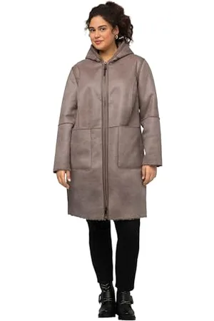 Ulla Popken Damen Shearling Kapuze Mäntel, , 46-48