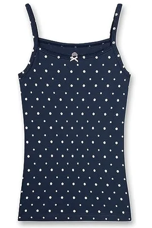 Sanetta Mädchen-Unterhemd Dunkelblau Dots | Hochwertiges und nachhaltiges Unterhemd für Mädchen aus Baumwolle. Unterwäsche für Mädchen 176