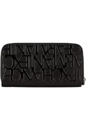 Armani Exchange Damen Wristlet Round Zip Handgelenkstasche Schwarz ( - Black)