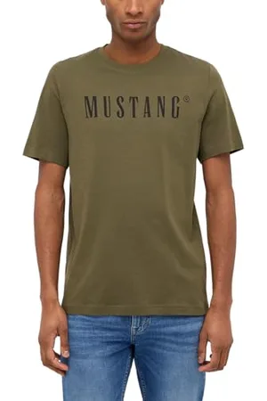 Mustang Herren T-Shirt Austin - Regular Fit S-3XL Weiss Schwarz Gün Beige Rot Grau Baumwolle, Größe:3XL, Farbe: