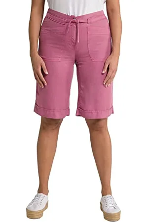 Ulla Popken Damen Shorts, Weites, Gerades Bein, Komfortbund, Lyocell Hose, , 60 Große Größen EU