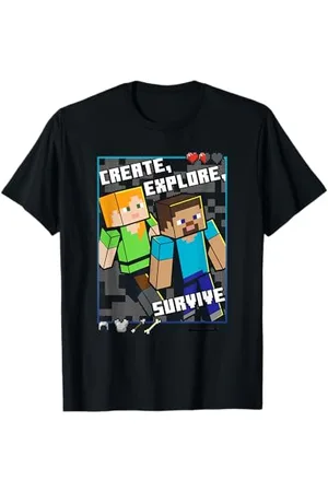 Minecraft Steve and Alex Create Explore Survive Box Up T-Shirt
