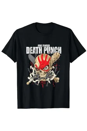 Five Finger Death Punch Warhead Skull Front Back Print T-Shirt, , Unisex, Halbarm, Klein, EU 41.5, Kinder, Jugendliche, Erwachsene