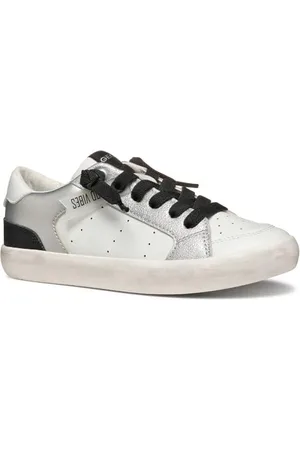Geox J GISLI Girl A Sneaker, White/Silver, 35 EU