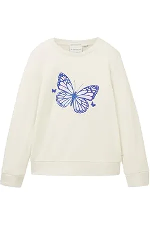 TOM TAILOR Mädchen 1037949 Sweatshirt mit Schmetterling-Print, 13808-Creme, 92/98